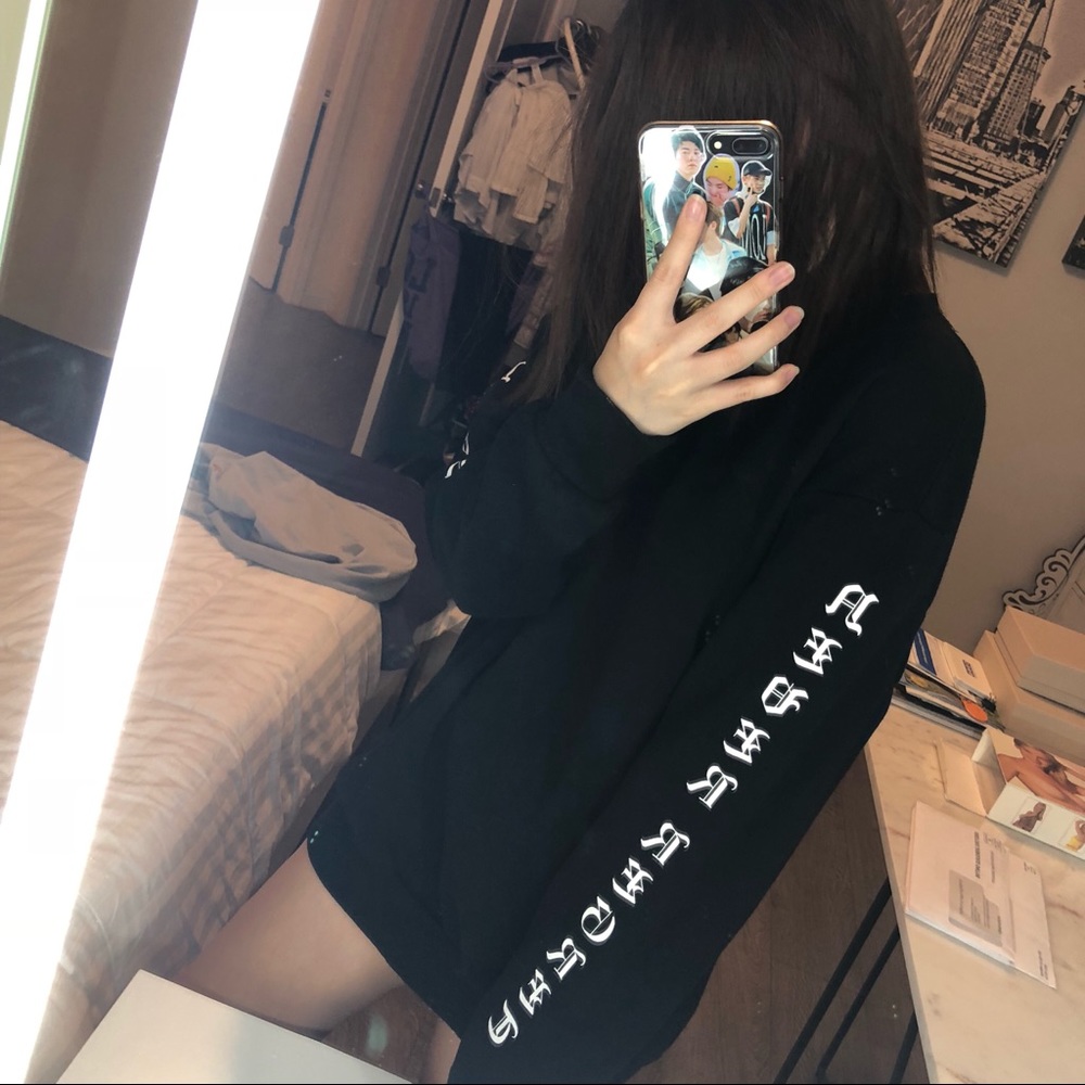 Black sweatshirt with letters